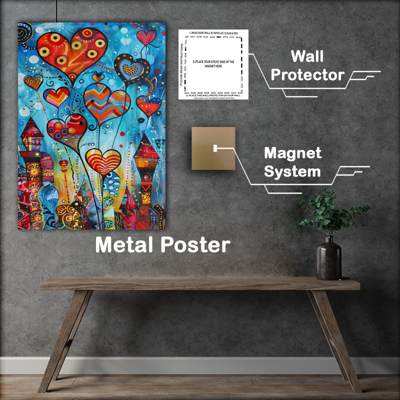 Buy Metal Poster : (Abstract heart city town)
