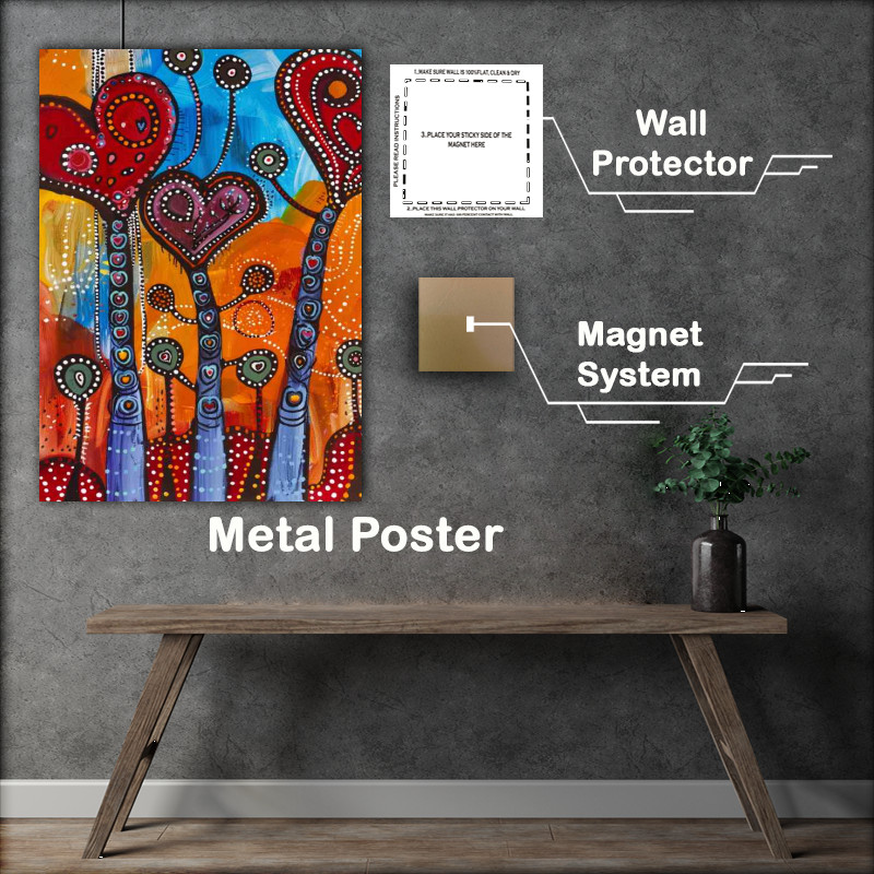Buy Metal Poster : (Doodle heart shaped trees)