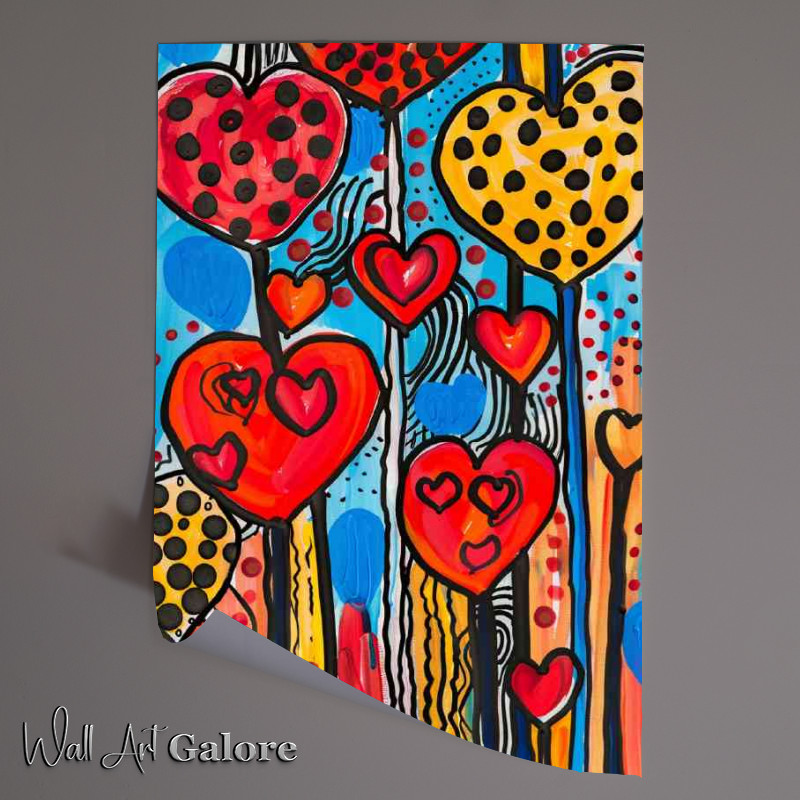 Buy Unframed Poster : (Doodle shaped heart flowers)