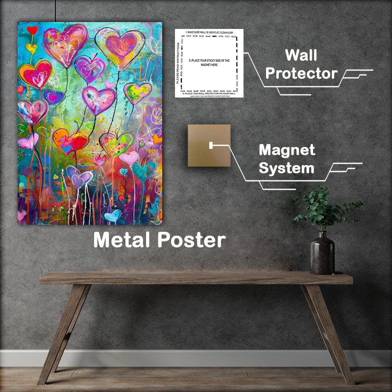 Buy Metal Poster : (Garden full of love hearts)