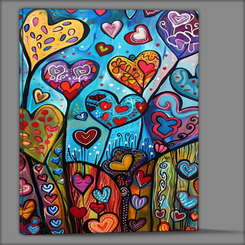 Buy Canvas : (Heart colourful flowers)