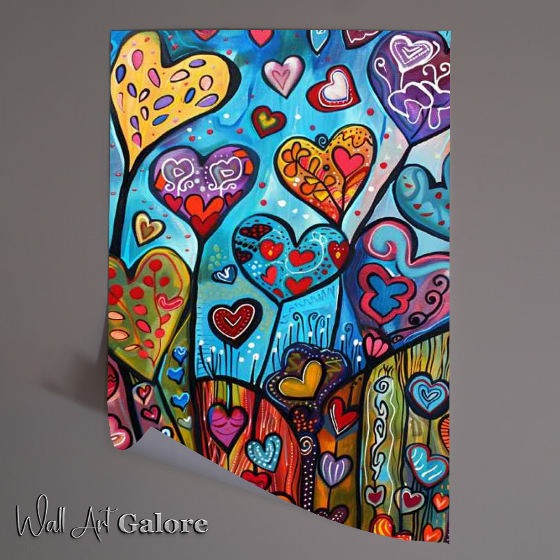 Buy Unframed Poster : (Heart colourful flowers)