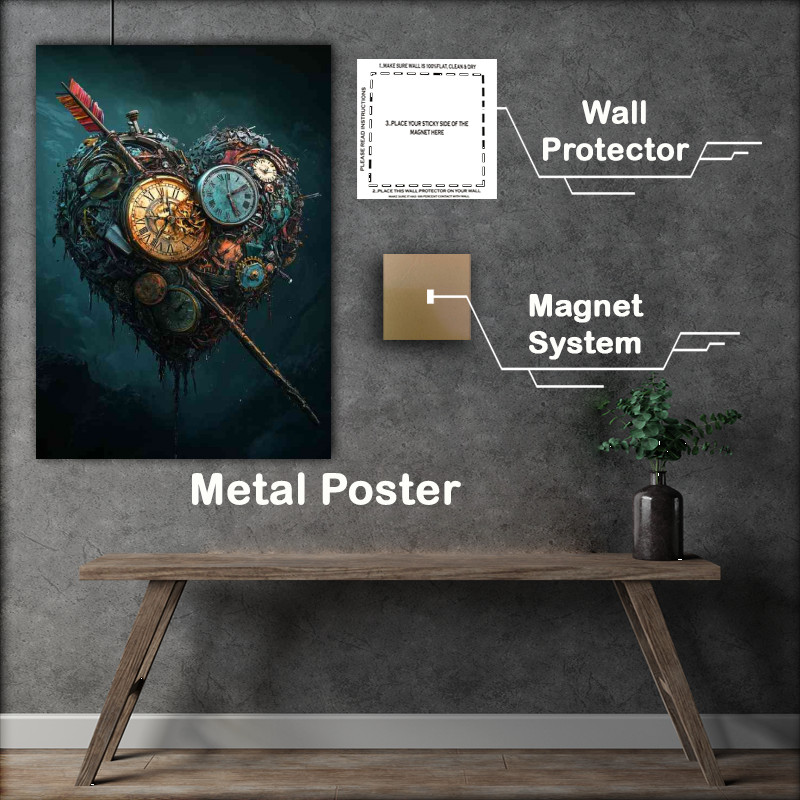Buy Metal Poster : (Heart made with broken clocks)