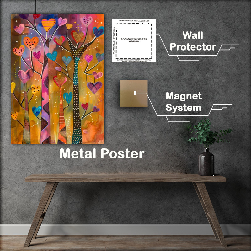 Buy Metal Poster : (Hearts polka dot trees)