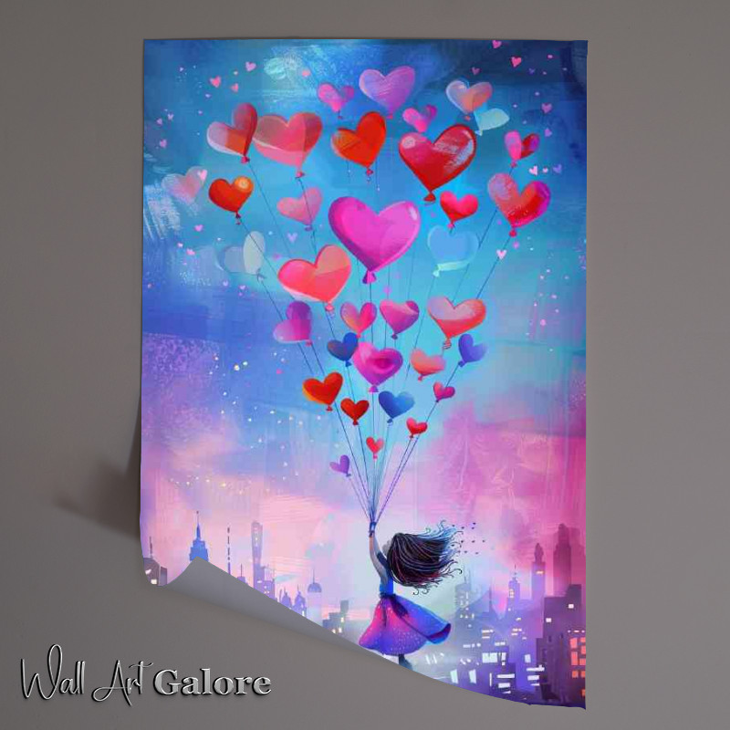 Buy Unframed Poster : (Pink baloons shaped as hearts)