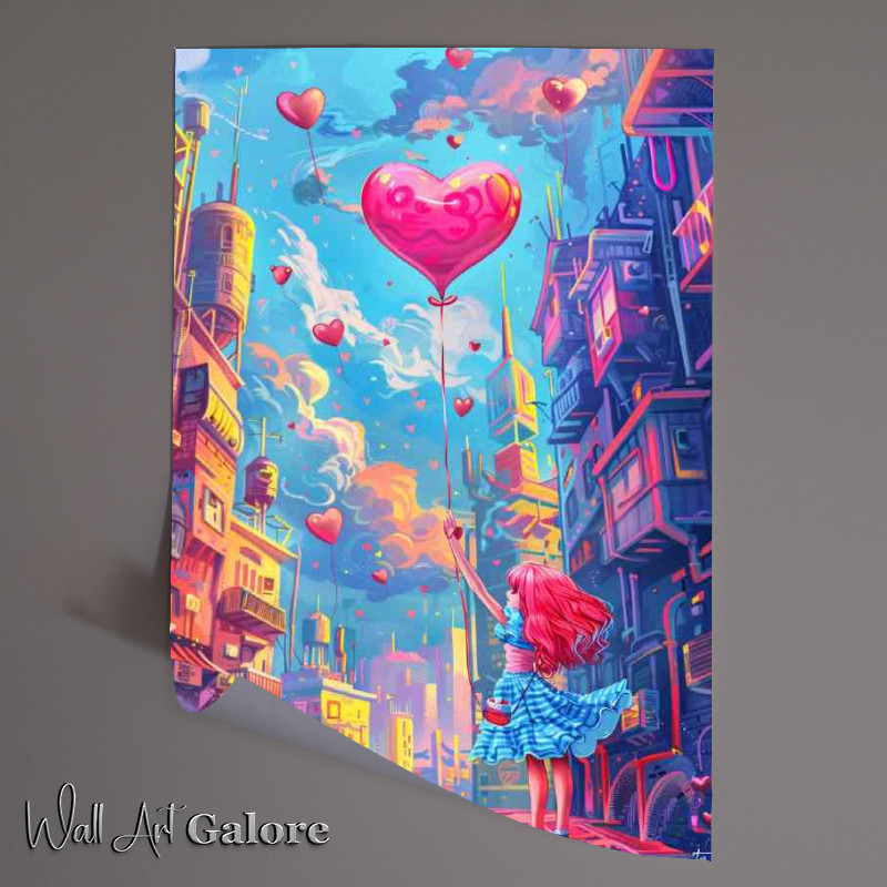 Buy Unframed Poster : (Valentines day girl holding love ballon)
