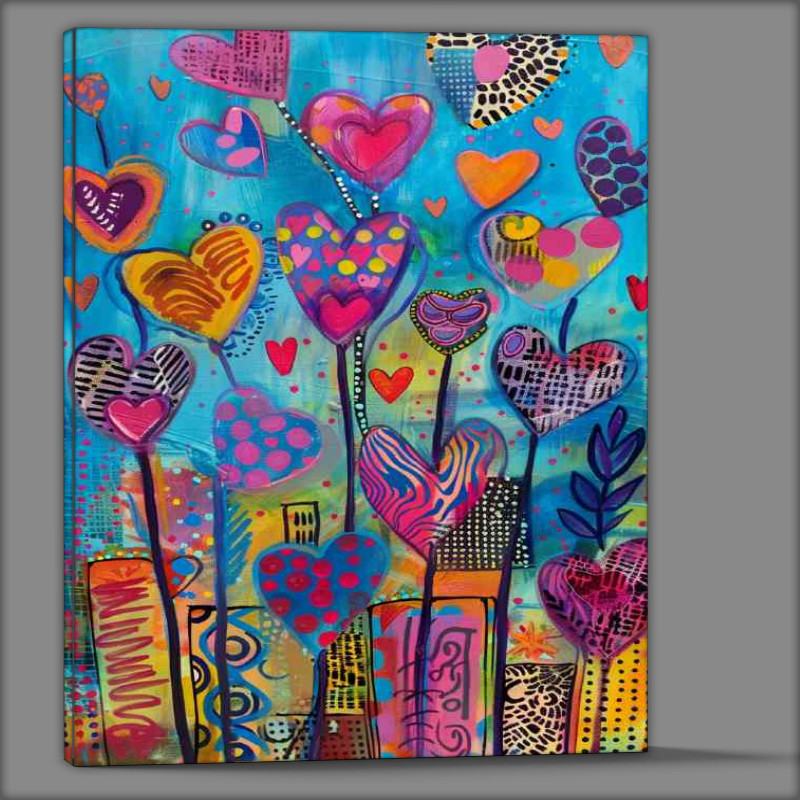 Buy Canvas : (Vibrant colours heart shapes)
