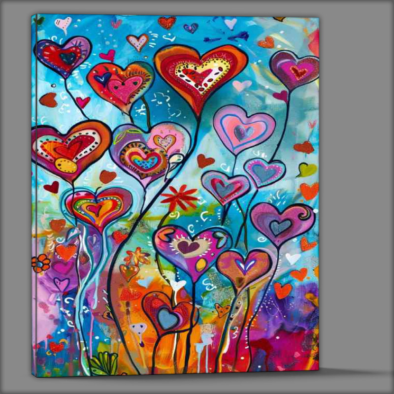 Buy Canvas : (Vibrant heart flower abstract)