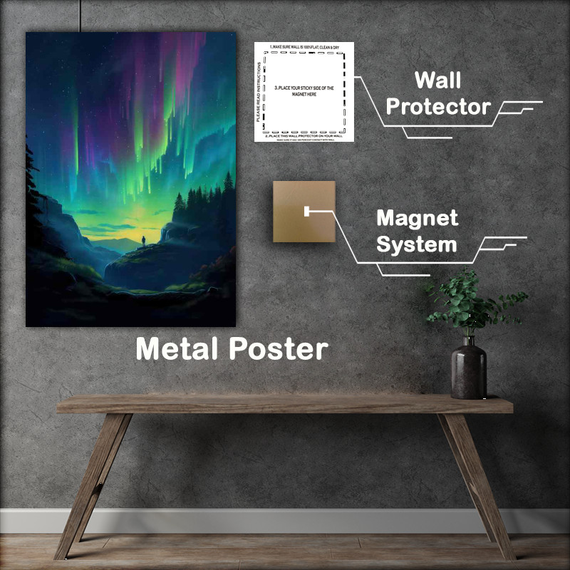 Buy Metal Poster : (The Auroras Reflection in the night sky)