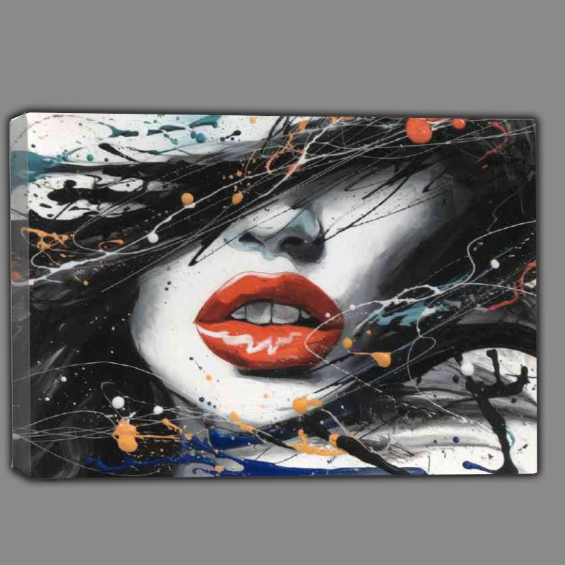 Buy Canvas : (Abstract artwork womans face ink splash)