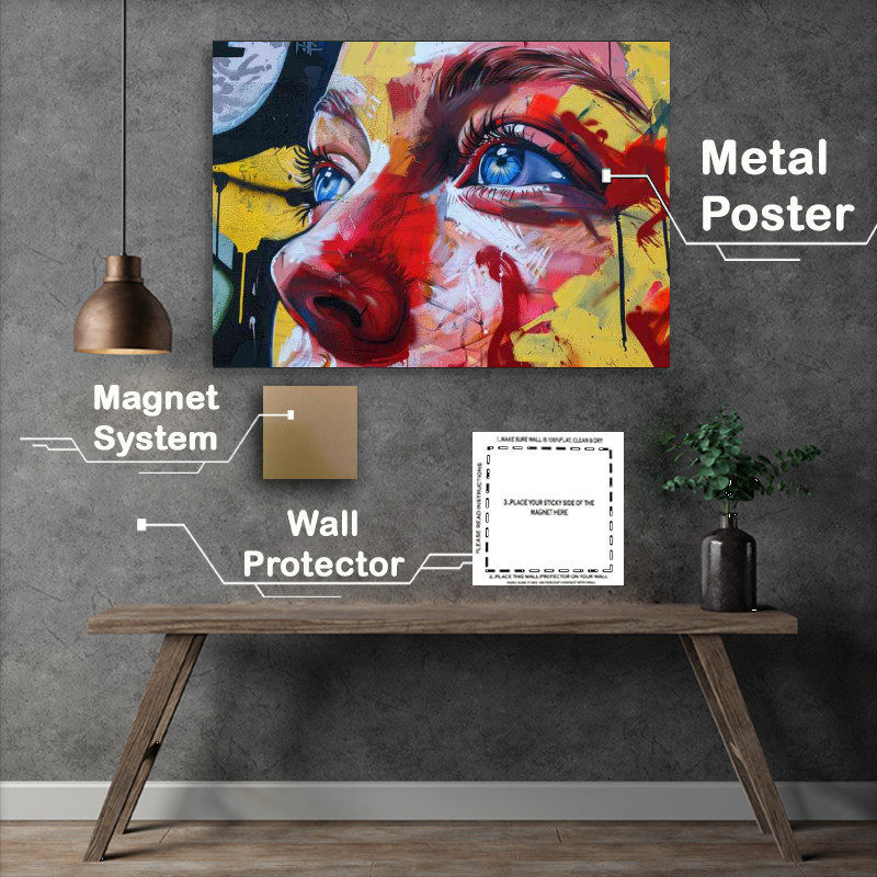 Buy Metal Poster : (Street style painted face blue eyes)