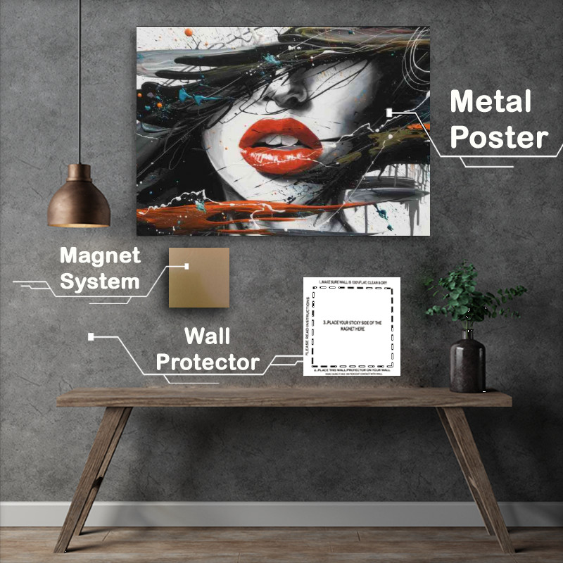 Buy Metal Poster : (Womans artistic abstract face paint splash)