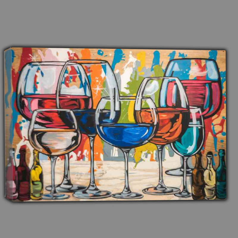 Buy Canvas : (A Table full of coloured wine)