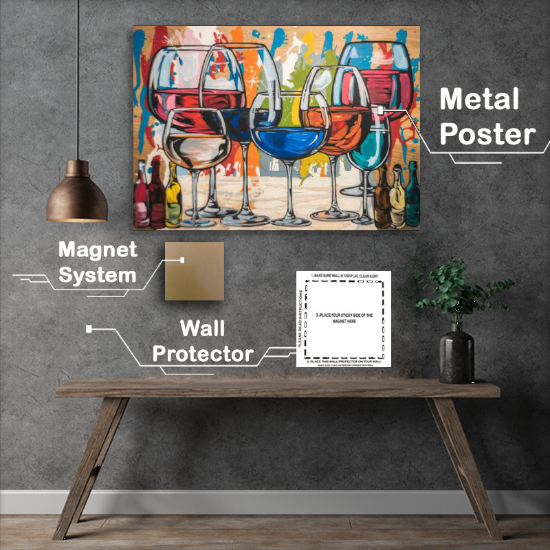 Buy Metal Poster : (A Table full of coloured wine)