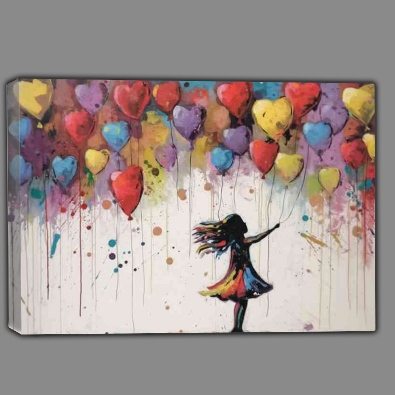 Buy Canvas : (Girl with many love balloons to choose from)