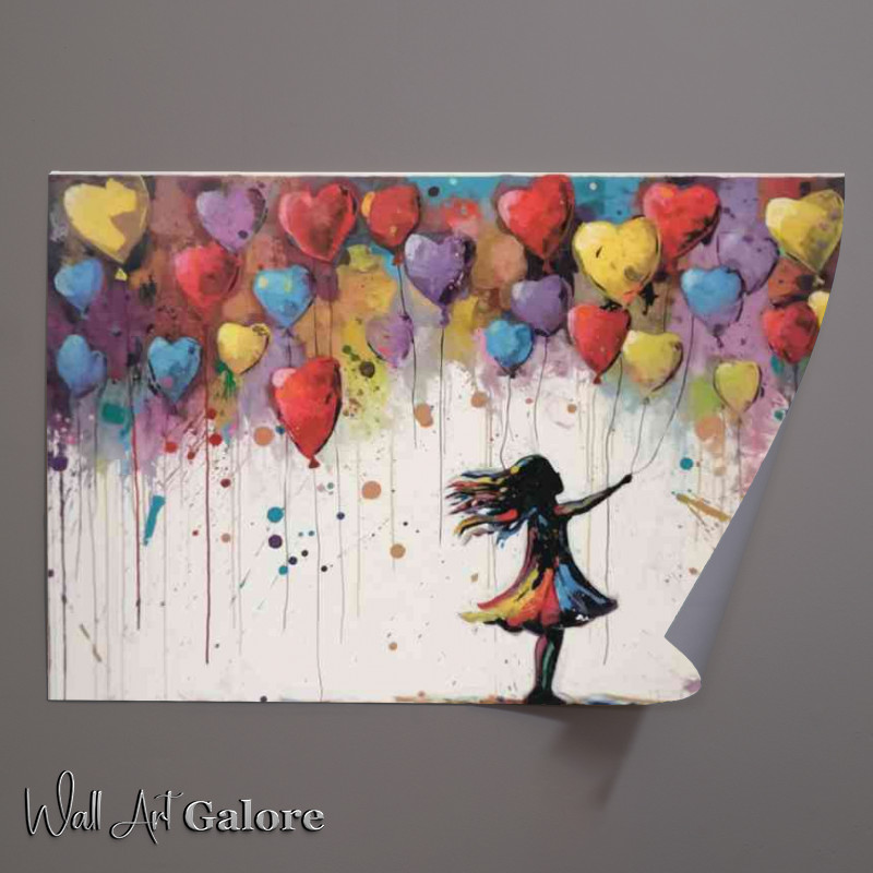 Buy Unframed Poster : (Girl with many love balloons to choose from)