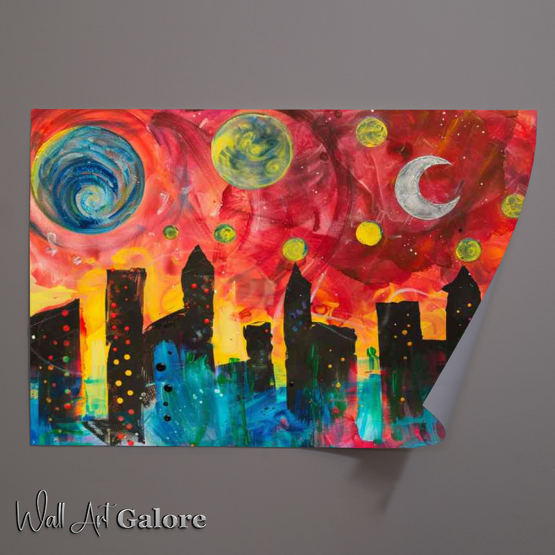 Buy Unframed Poster : (Abstract village with tall buildings surround)