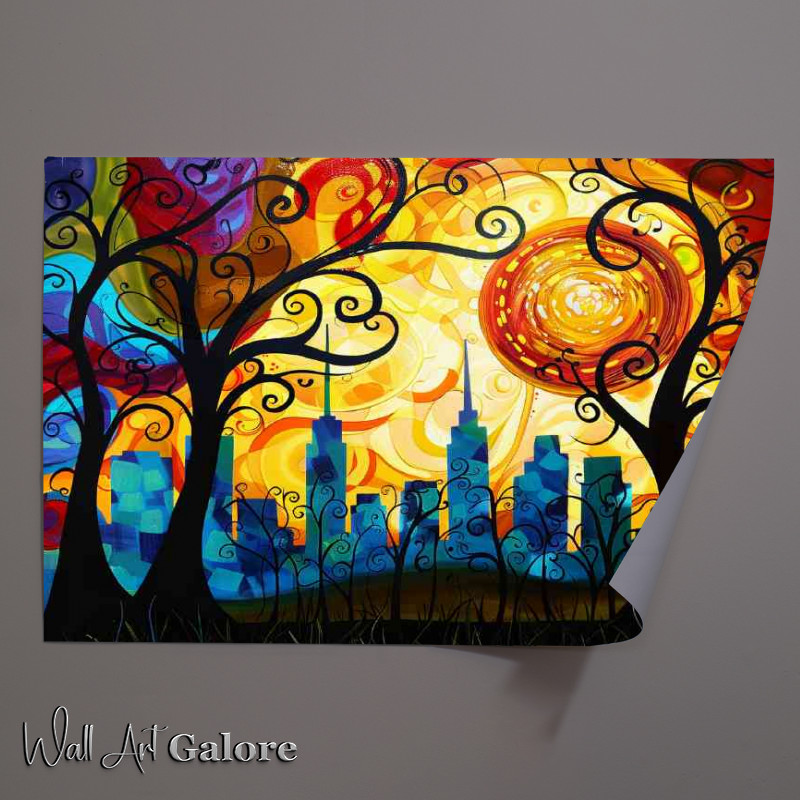 Buy Unframed Poster : (City skyline in a abstract style)