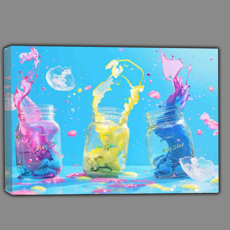 Buy Canvas : (Colour jars splashed paint)