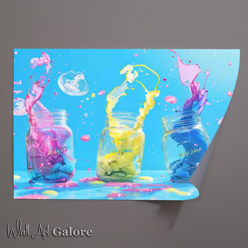 Buy Unframed Poster : (Colour jars splashed paint)
