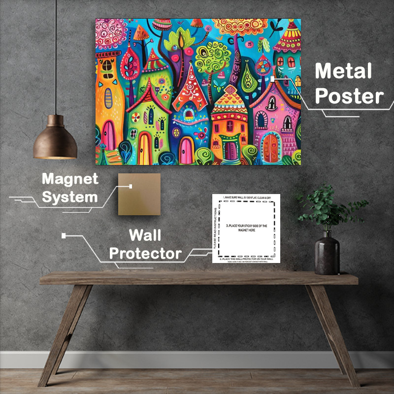 Buy Metal Poster : (Fantasy village quaint colourful)