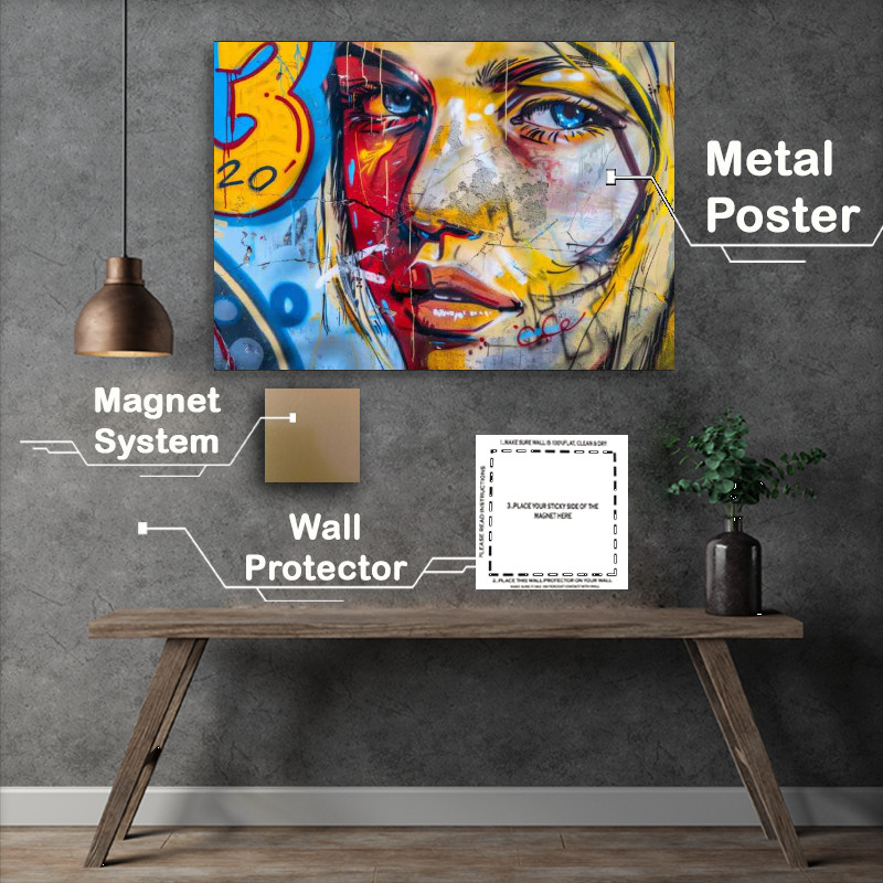 Buy Metal Poster : (Girl urban street art face)