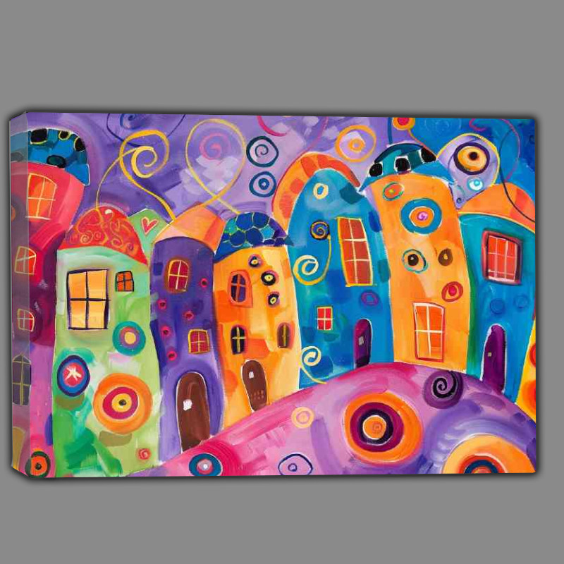 Buy Canvas : (Idylic painted village on the hil)