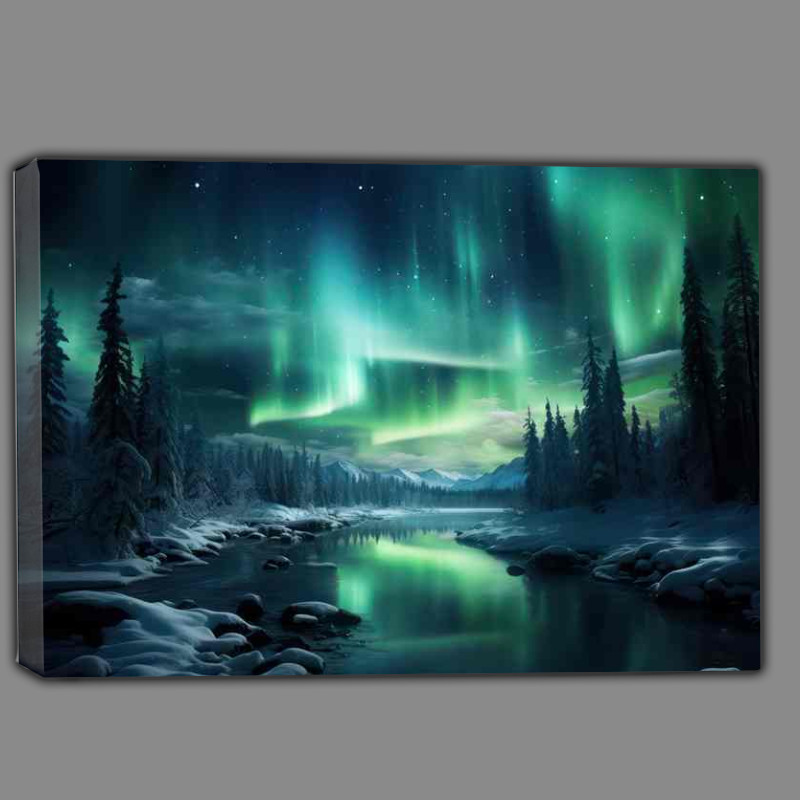 Buy Canvas : (Experiencing the Magic of Snowy Aurora Nights)