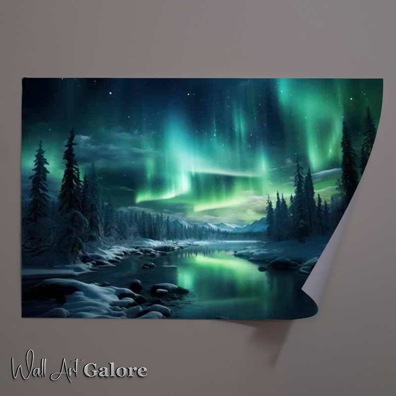 Buy Unframed Poster : (Experiencing the Magic of Snowy Aurora Nights)