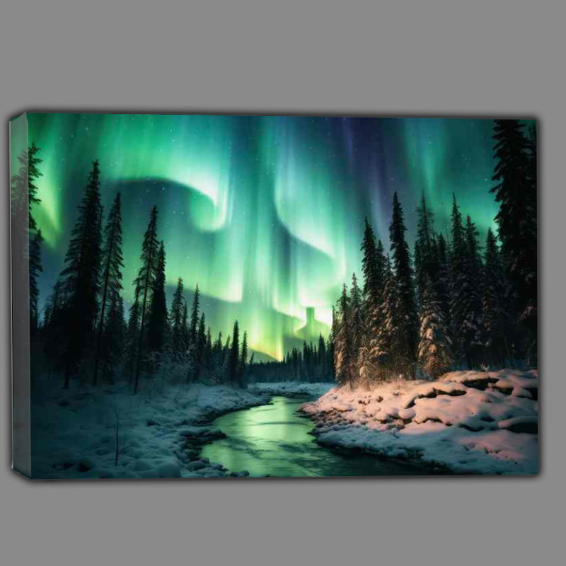 Buy Canvas : (Mesmerizing Northern Lights Nature’s Nighttime Ballet)