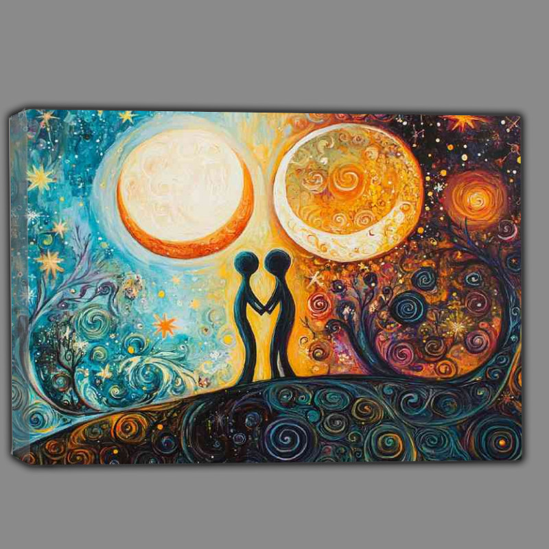 Buy Canvas : (The balance of two moons one bright and the other dark)
