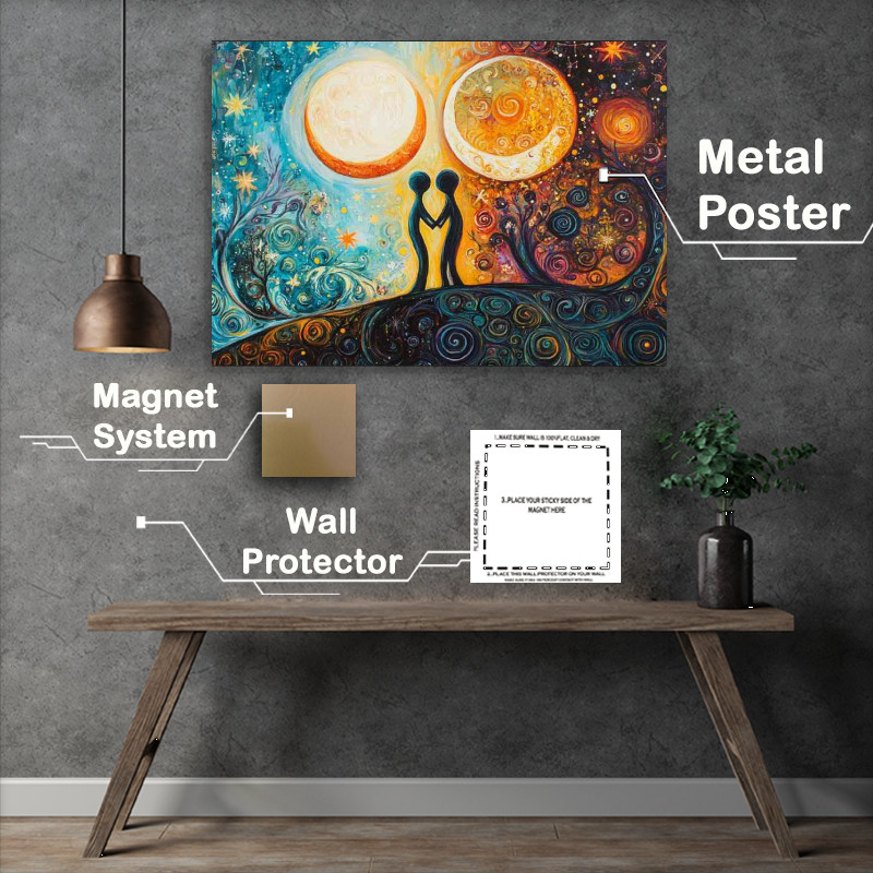 Buy Metal Poster : (The balance of two moons one bright and the other dark)