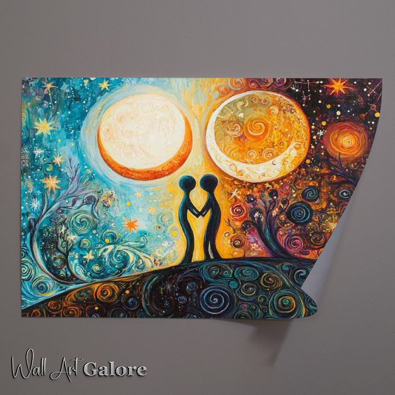 Buy Unframed Poster : (The balance of two moons one bright and the other dark)