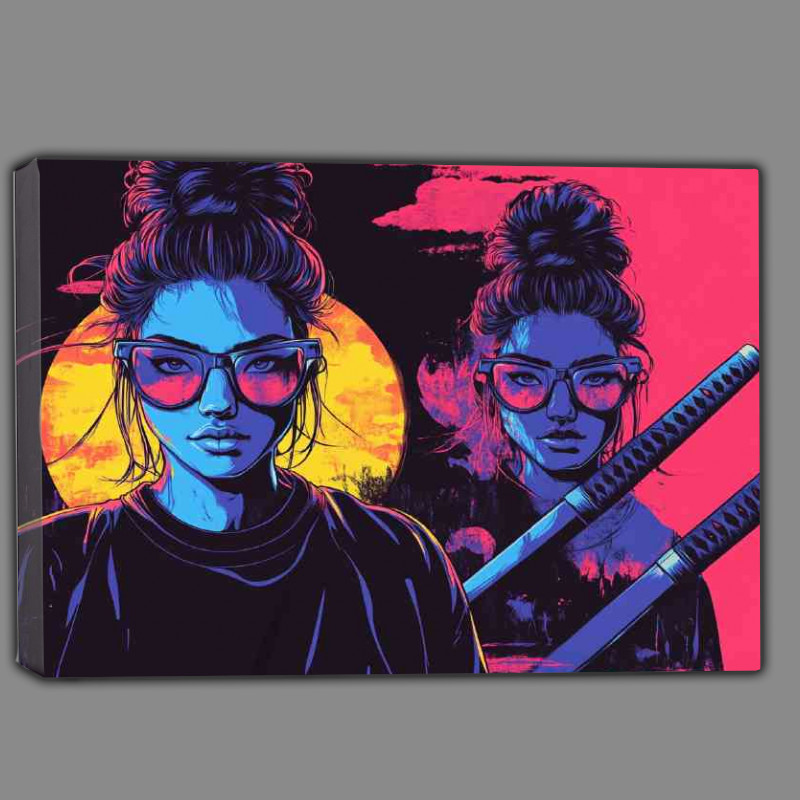 Buy Canvas : (Two lady samurai with swords vector)