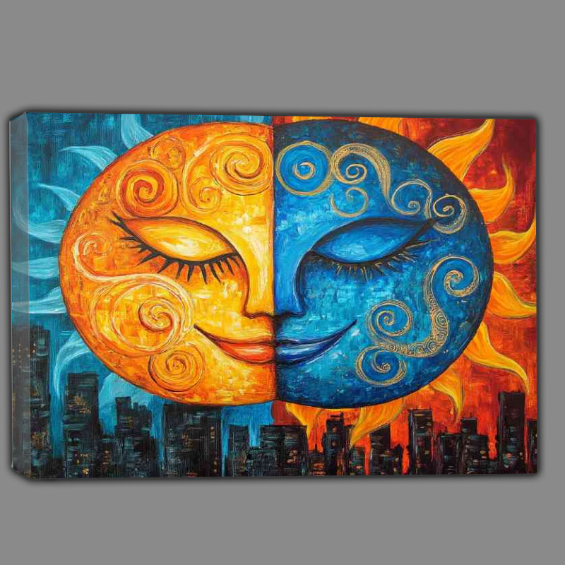 Buy Canvas : (Two suns orange and blue with swirls)