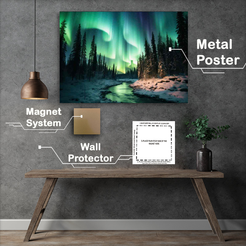 Buy Metal Poster : (Mesmerizing Northern Lights Nature’s Nighttime Ballet)
