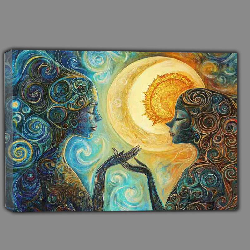 Buy Canvas : (Two women reaching towards each other the moon)