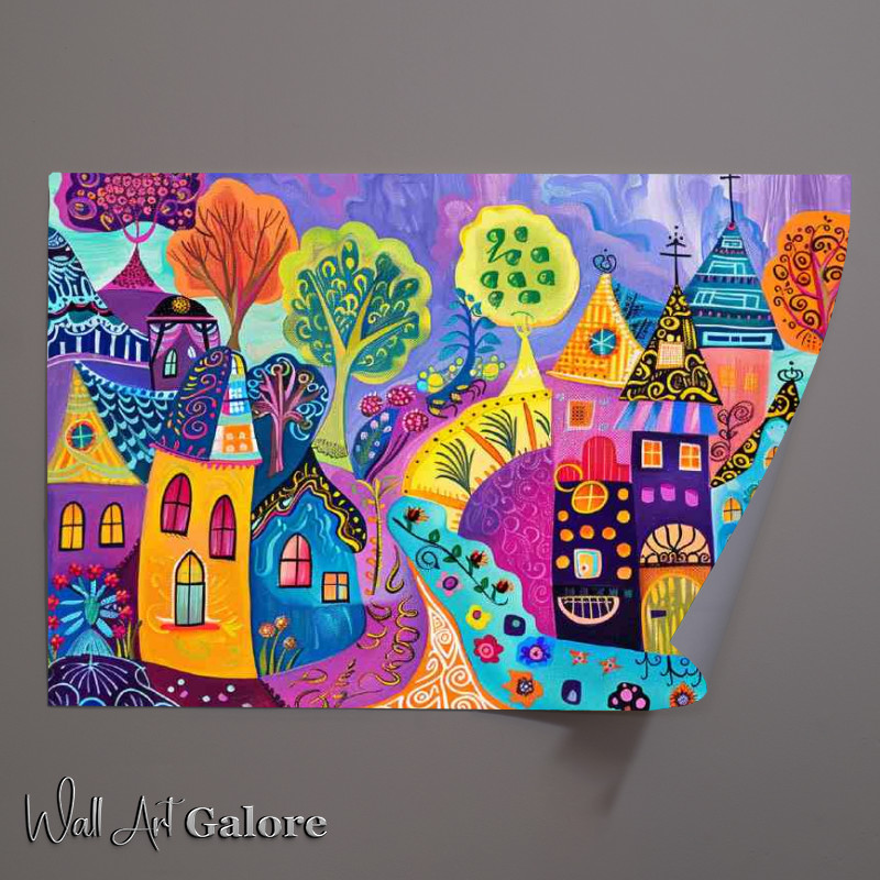 Buy Unframed Poster : (Wimsical folk art village)