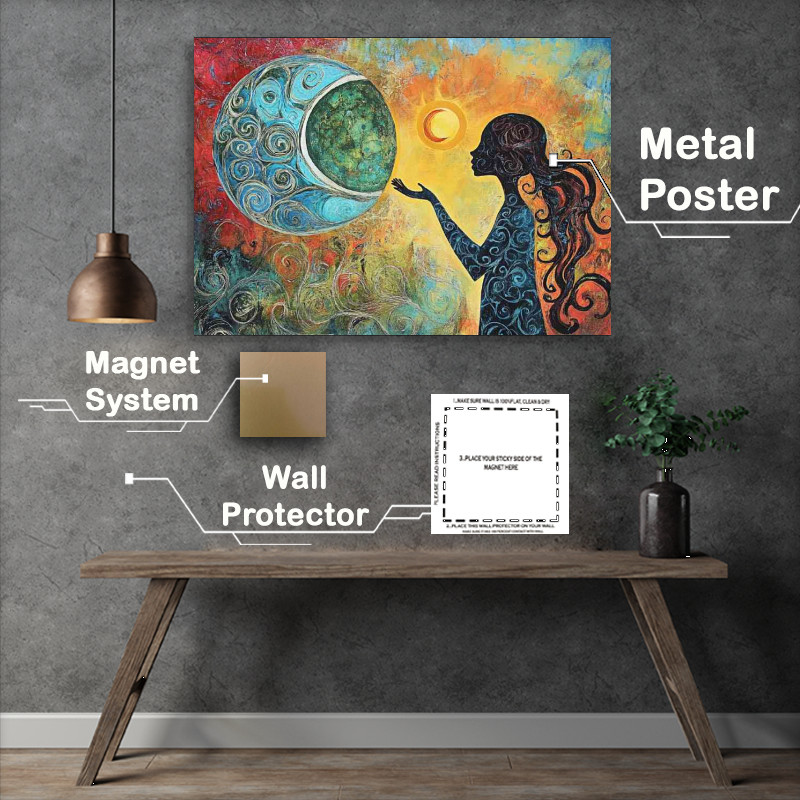 Buy Metal Poster : (Woman reaching towards the moon)