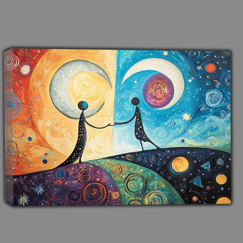 Buy Canvas : (abstract people with two moons)