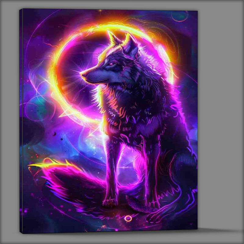 Buy Canvas : (A mystical wolf with vibrant fur standing)