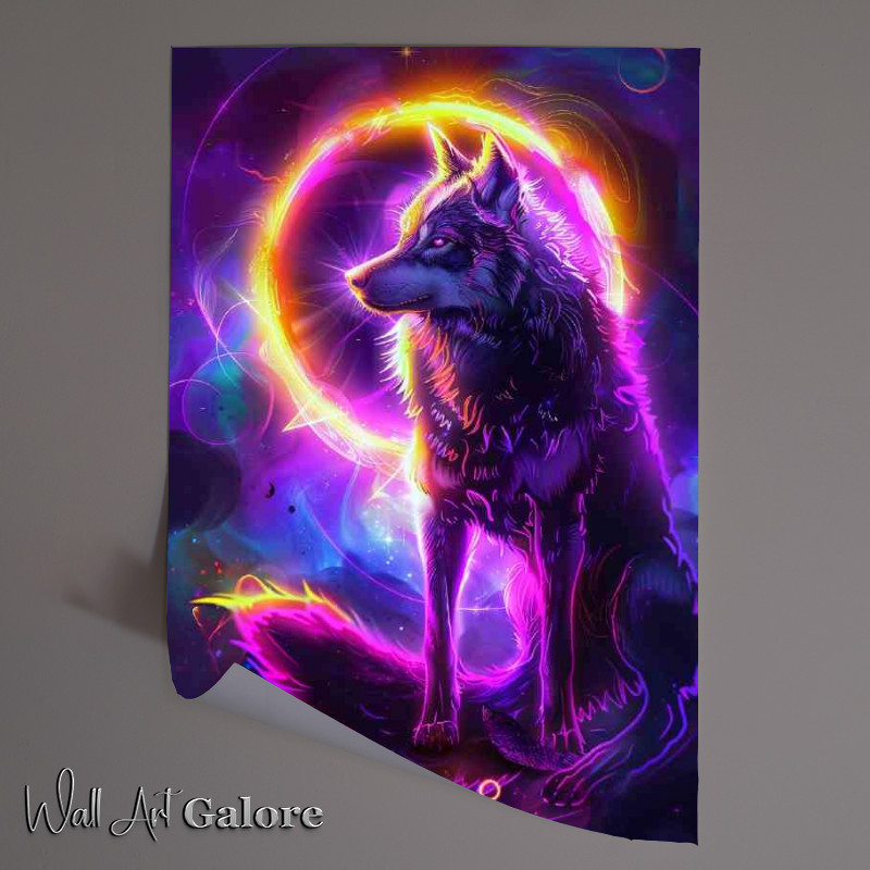 Buy Unframed Poster : (A mystical wolf with vibrant fur standing)