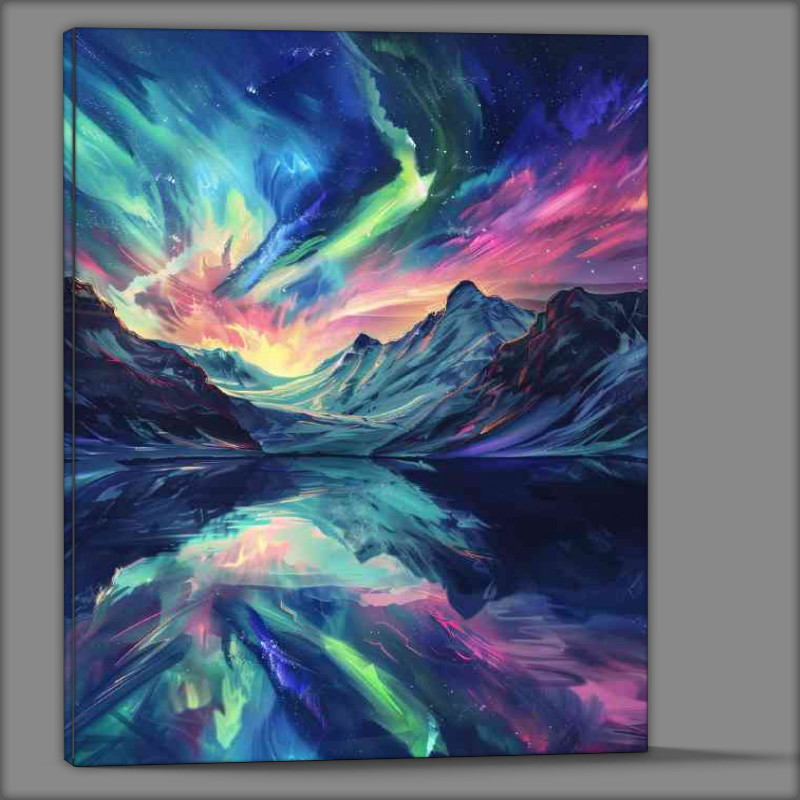 Buy Canvas : (Aurora Borealis in Full Glory over the mountains)