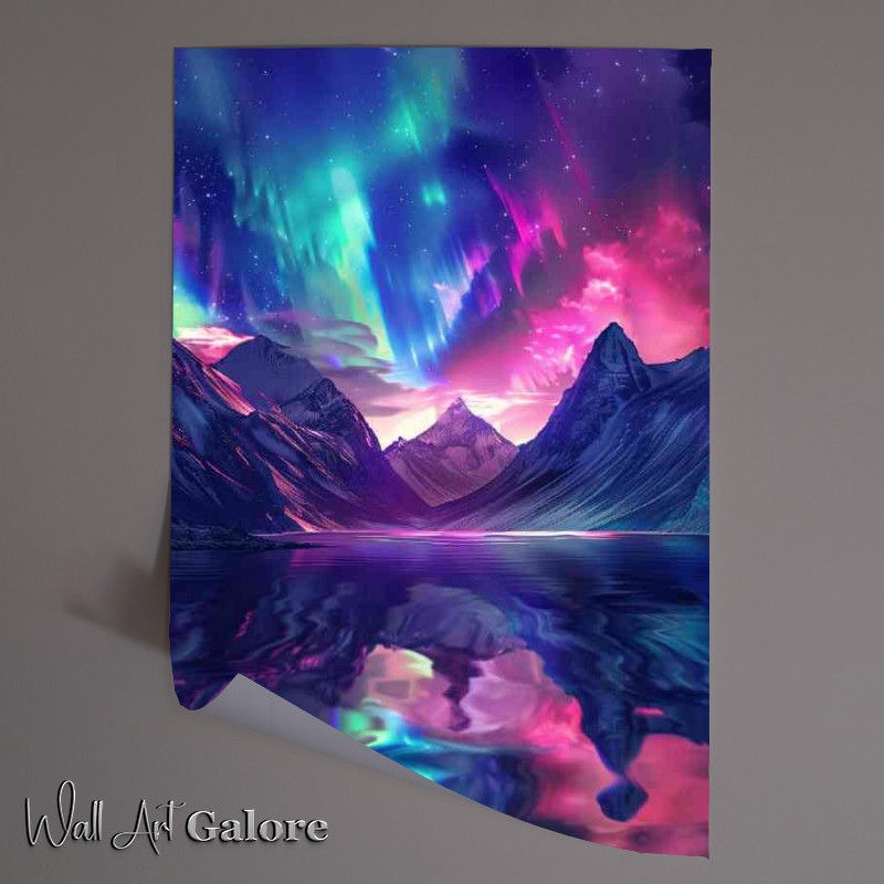 Buy Unframed Poster : (Aurora Borealis reflecting over the lake)