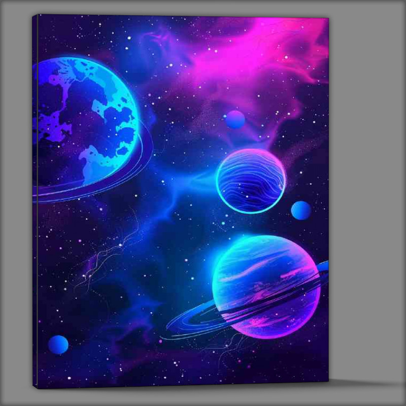 Buy Canvas : (Neon blue and purple planets)