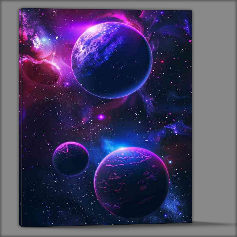 Buy Canvas : (Neon blue and purple planets and stars)