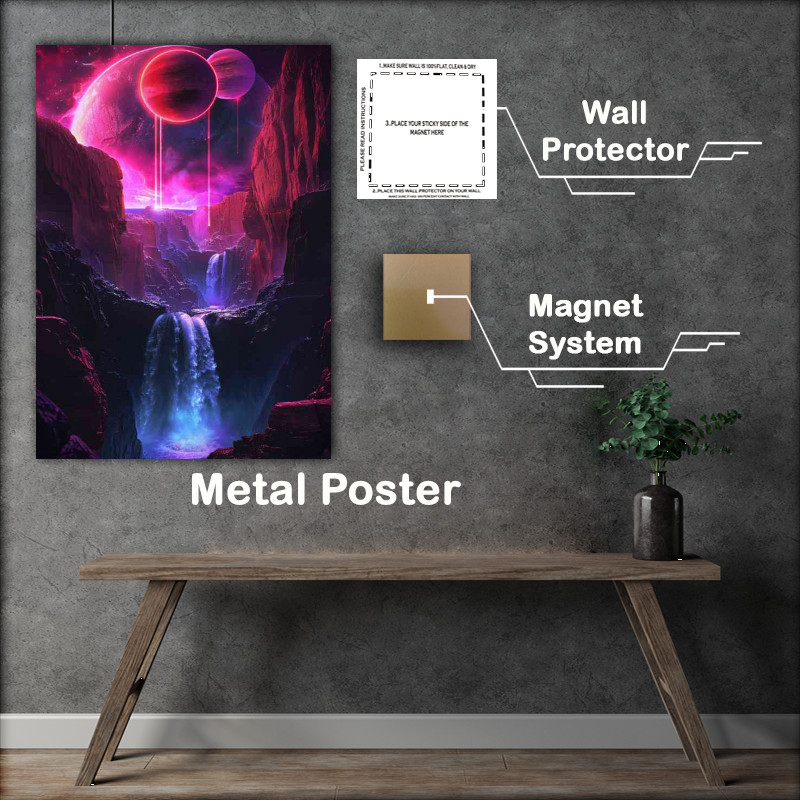 Buy Metal Poster : (Pink and water valley)