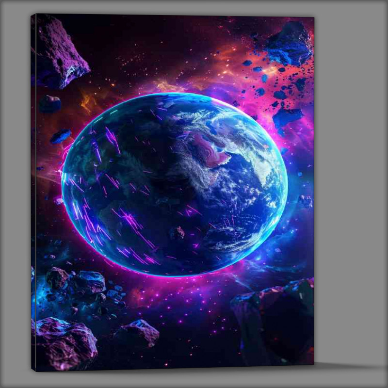 Buy Canvas : (Planet Earth with glowing powers)