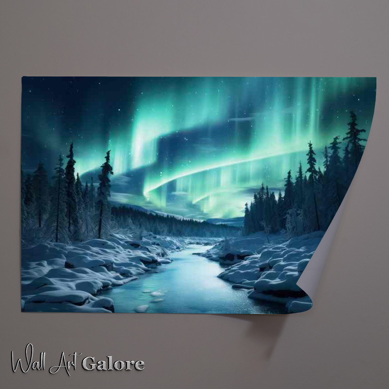 Buy Unframed Poster : (The Art of Nature Snow Trees Lit by Aurora)