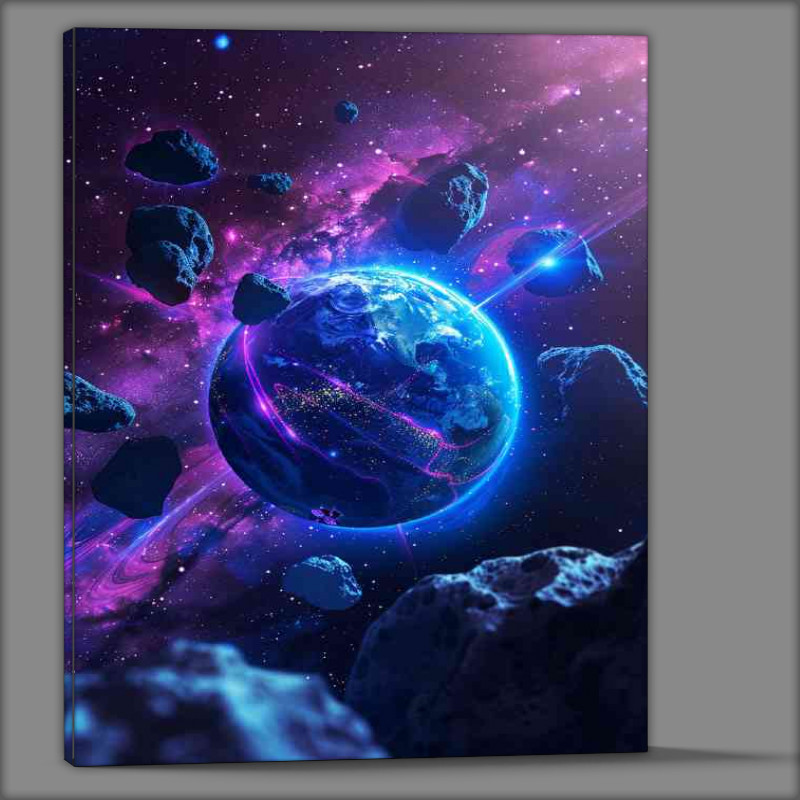 Buy Canvas : (Planet with space rocks)